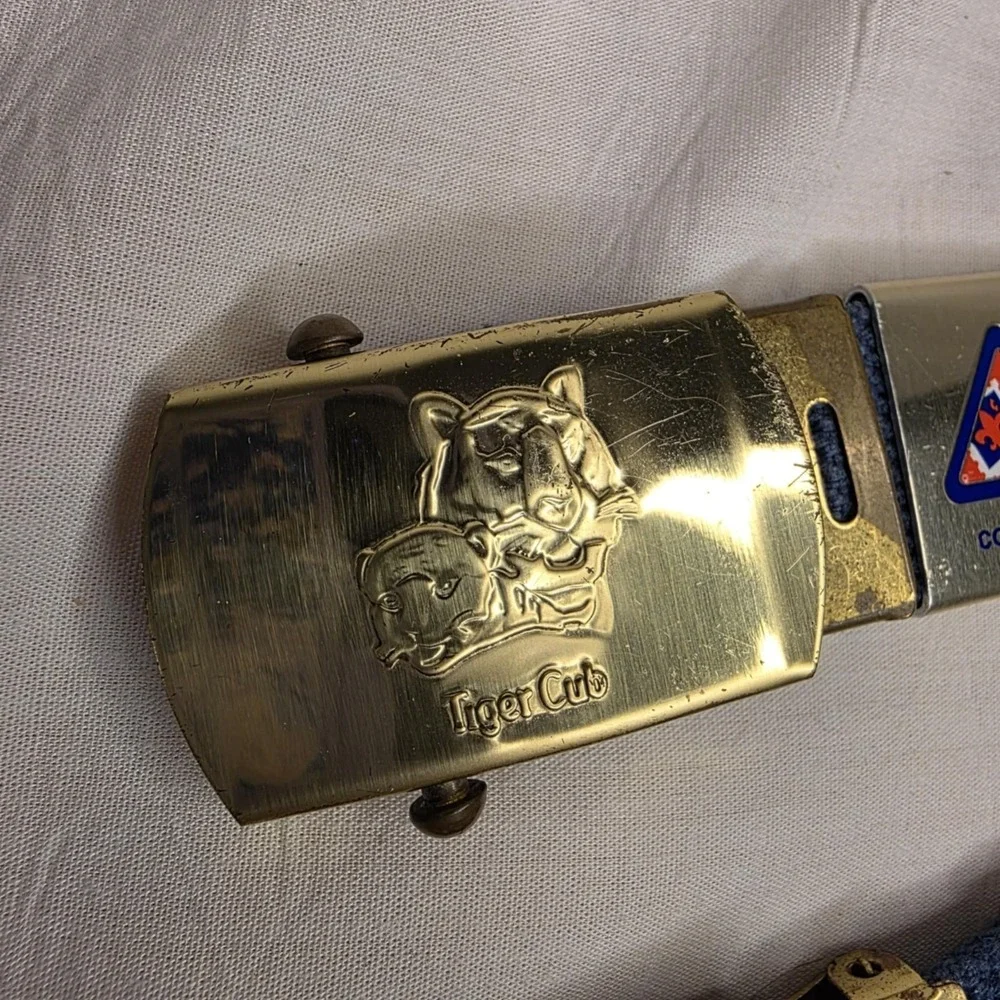 Vintage Cub Scouts BSA Tiger Cubs Belts & Metal Activity Badge Loops Lot of 40+
